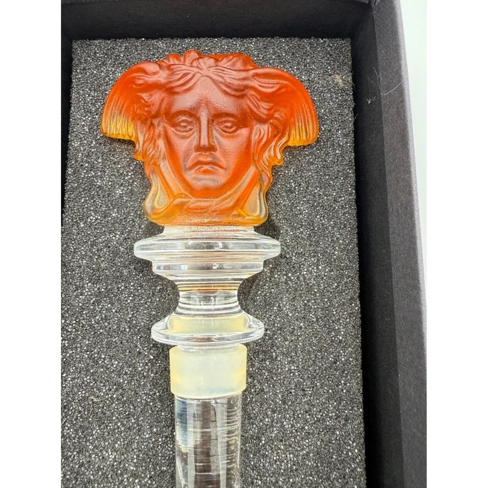 Versace Medusa Amber Crystal Bottle Stopper Barware Decor Collectible
